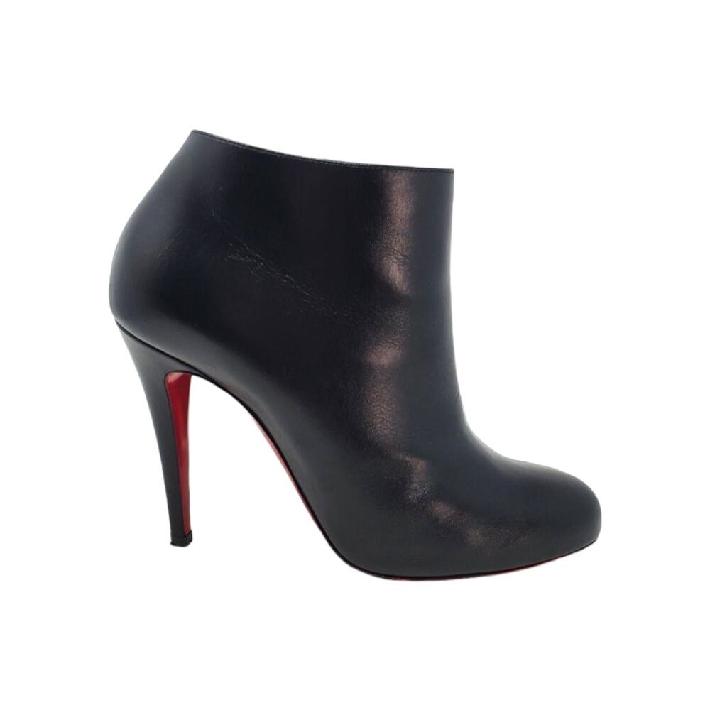 Christian Louboutin Belle 100 Ankle Boots Calf Leather Red-Sole Black Size 39